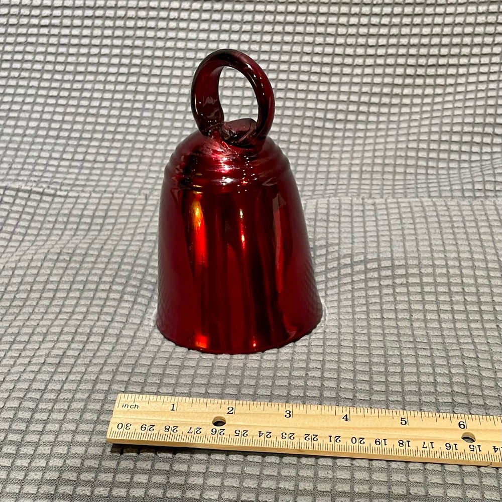 Recycled Glass Red Decorative Bell shaped display piece